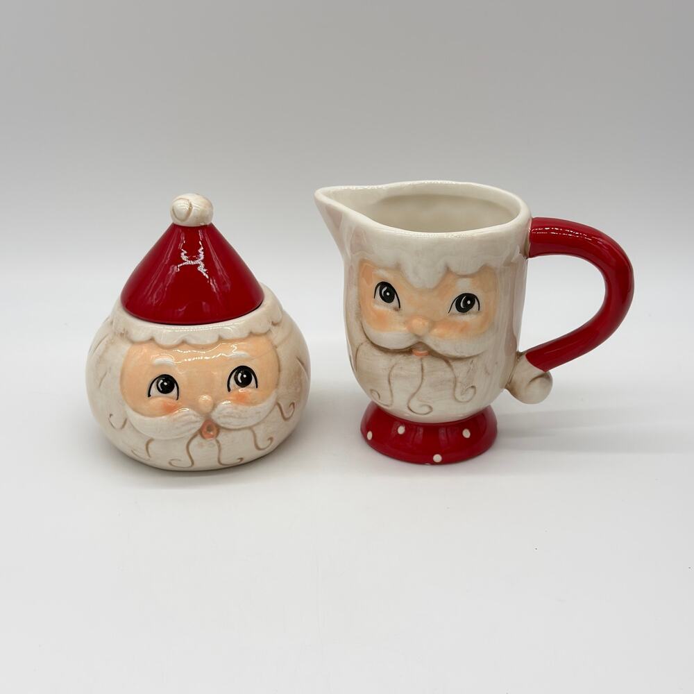 Johanna Parker 2 pc Christmas Set Santa Claus Creamer Sugar NEW